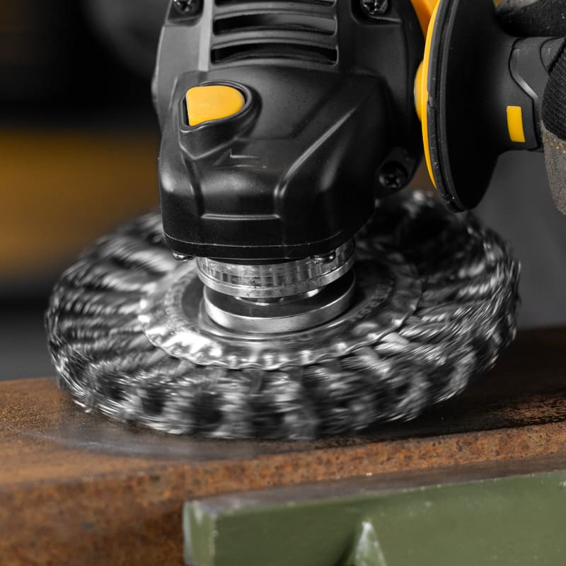 Кордщетка для УШМ DENZEL прямая радиальная витая нержавеющая 125мм х 22мм (пров.0,5мм)