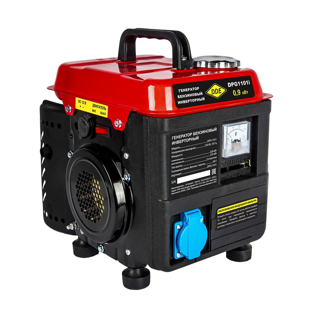 Генератор инверторный DDE DPG1101i (230В, макс.900Вт, ном.800Вт, 2,6л, ручной стартер)