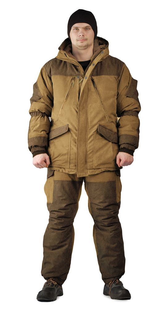 Костюм зимний «ГРАСК» куртка/полукомбинезон цвет: светло-коричневый/темно-коричневый, ткань: ткань Канада