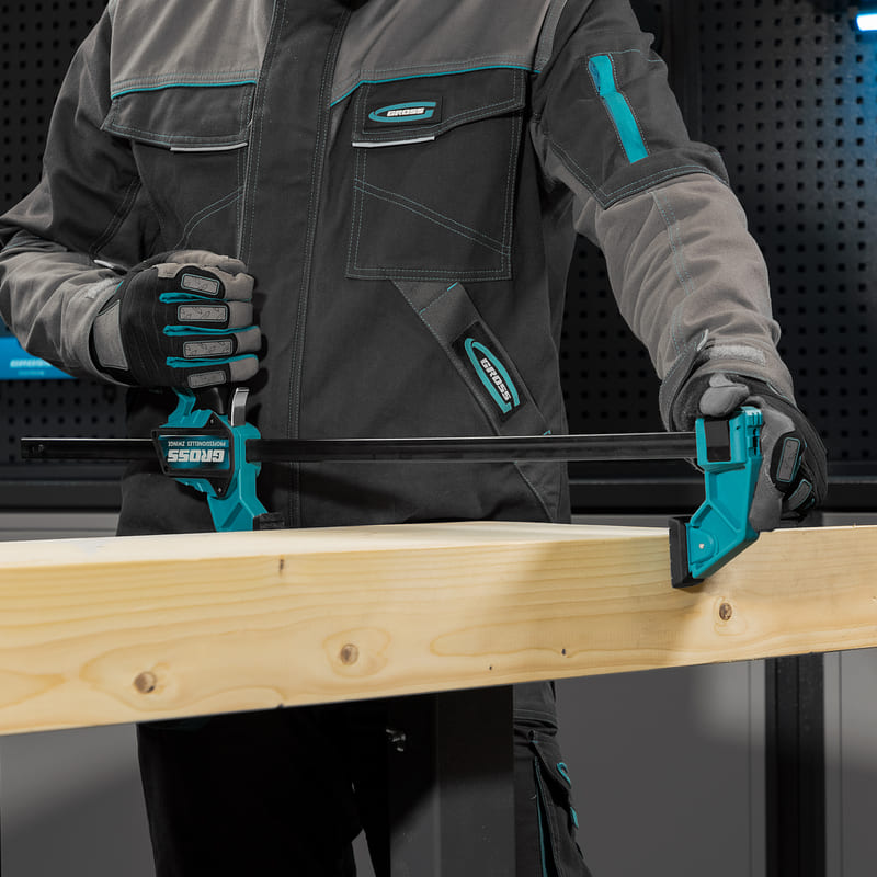 Струбцина GROSS реечная быстрозажимная 450мм (18"), пистолетного типа, пошаговый механизм, пластиковый корпус