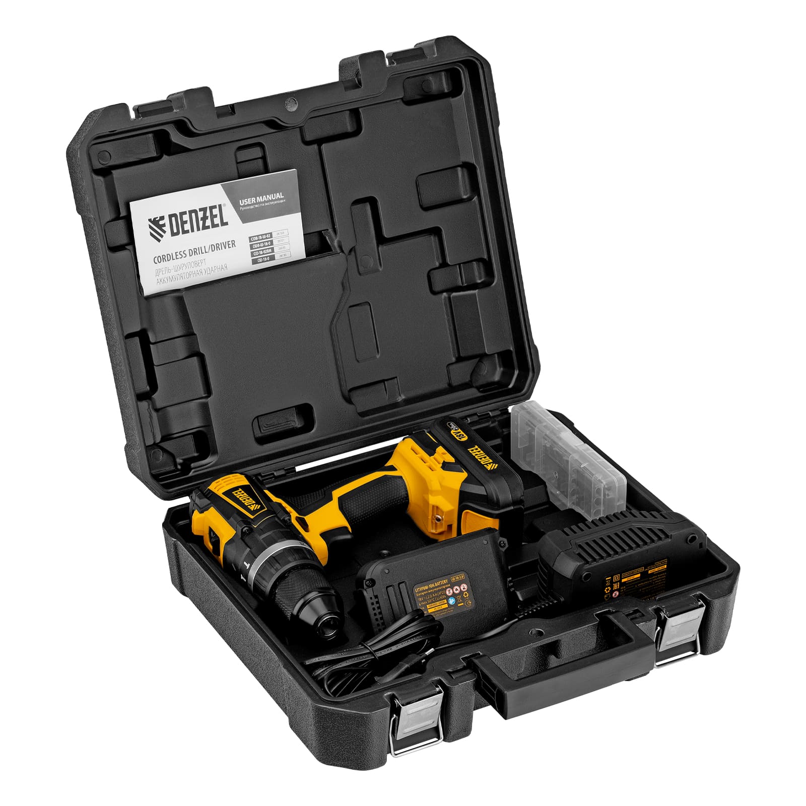 Аккумуляторная дрель-шуруповерт DENZEL CIDB-IB-18-02 (аккум. система Denzel Battery System 18V, бесщёточная, ударная)