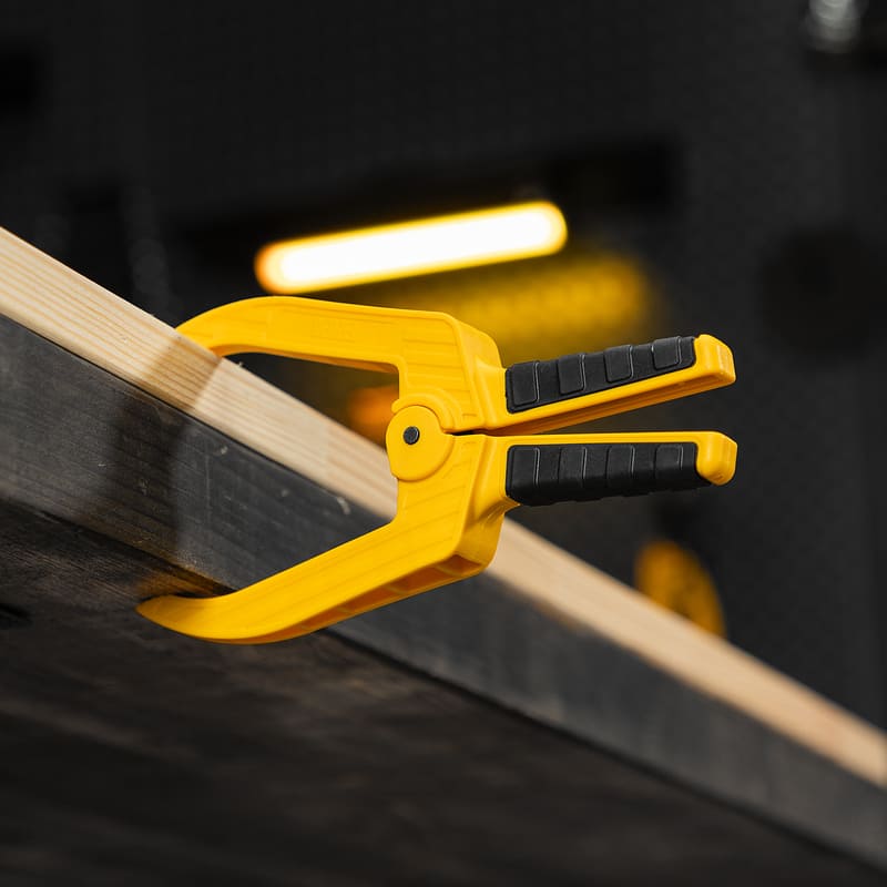 Струбцина DENZEL клещеобразная, удлиненная, 50 х 80мм, двухкомпонентные рукоятки