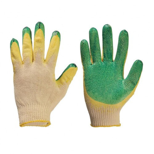 Перчатки трикотажные с двойным латексным отливом (зелёные)