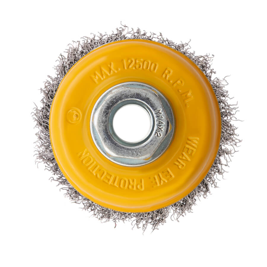 Кордщетка для УШМ DENZEL чашеобразная витая мягкая нержавеющая 75мм х М14 (пров.0,3мм)