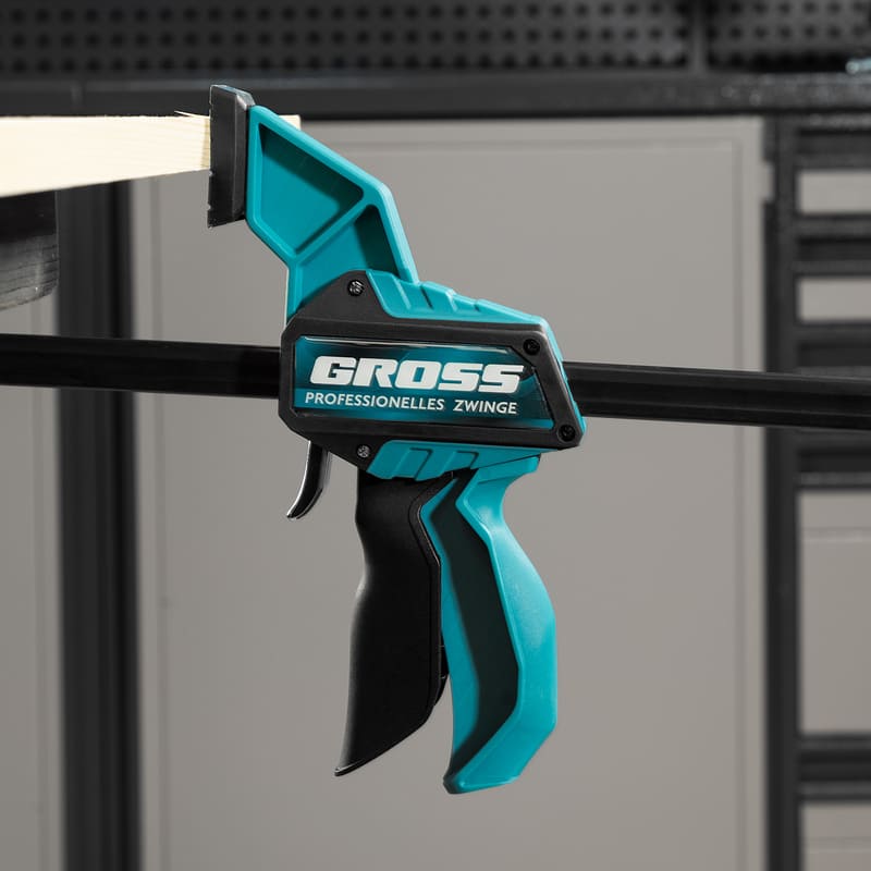 Струбцина GROSS реечная быстрозажимная 450мм (18"), пистолетного типа, пошаговый механизм, пластиковый корпус