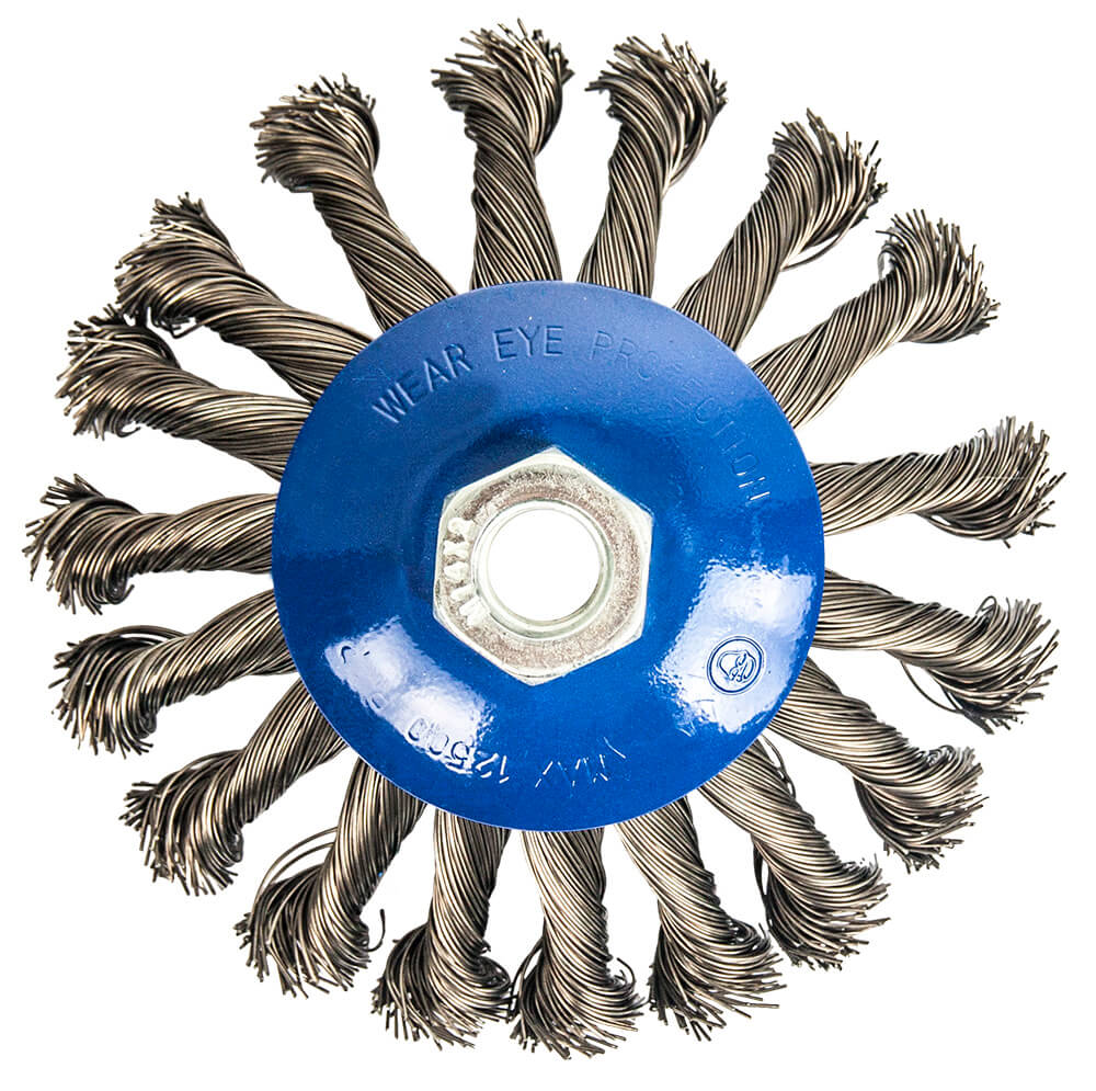 Кордщетка для УШМ ПРАКТИКА с наклоном радиальная витая 115мм х М14 (пров.0,5мм)