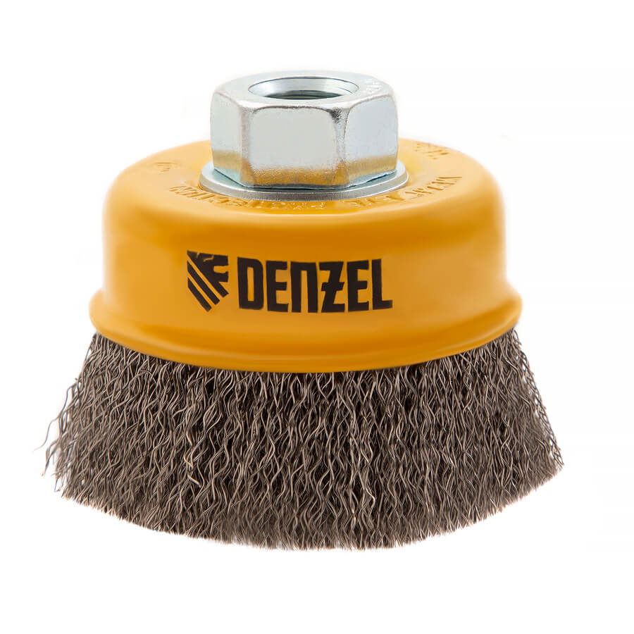 Кордщетка для УШМ DENZEL чашеобразная витая мягкая нержавеющая 75мм х М14 (пров.0,3мм)