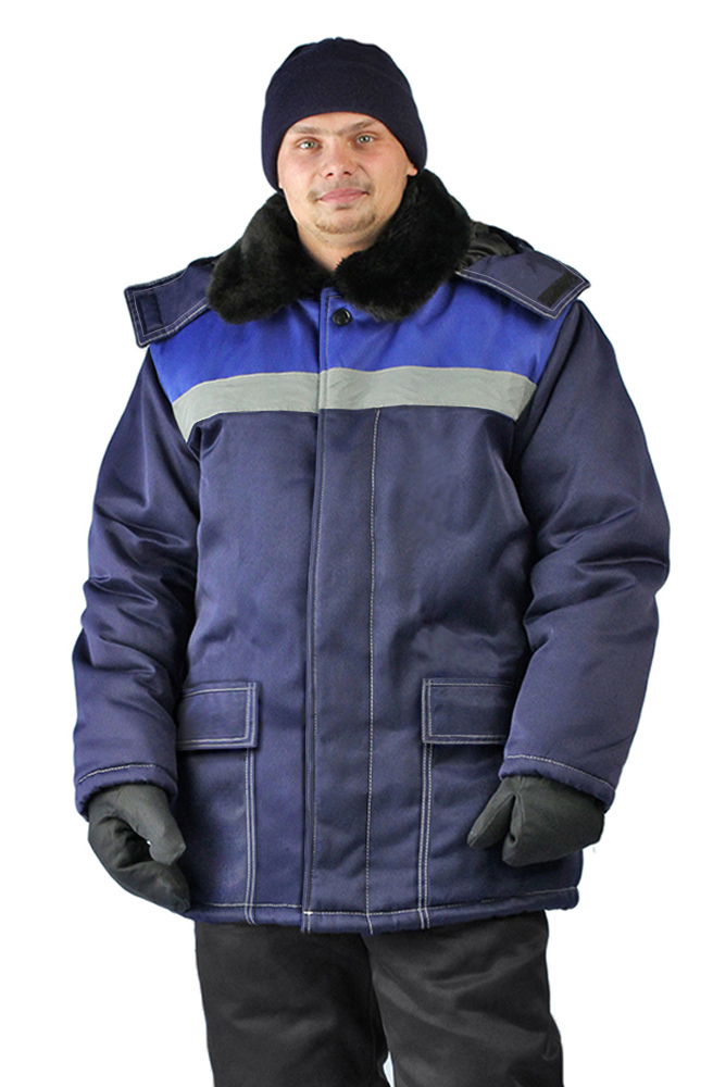 Куртка зимняя "УРАЛ" цвет: темно-синий/василек
