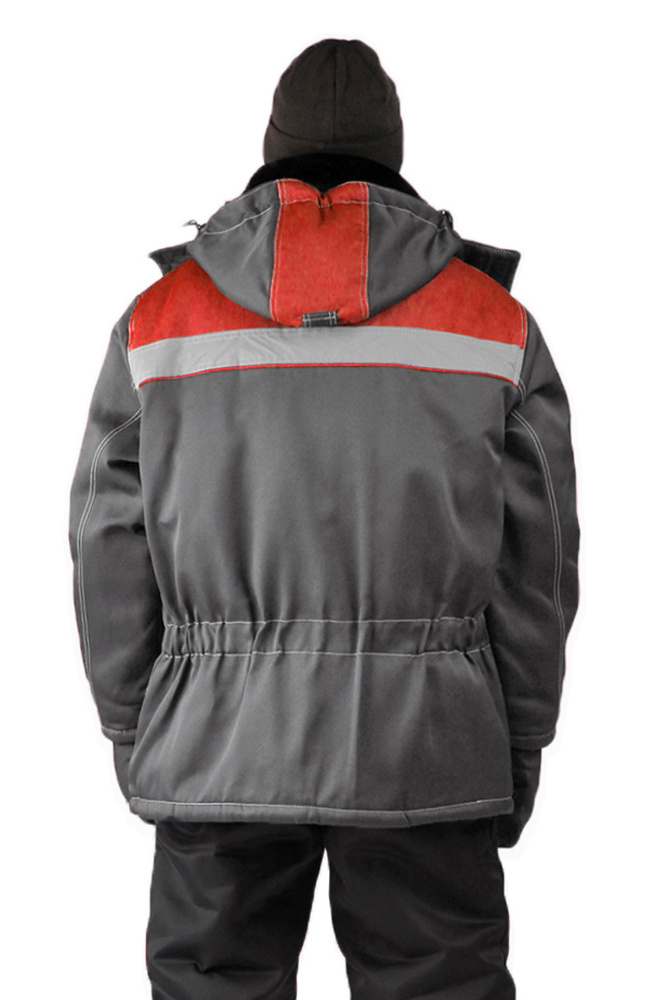 Куртка зимняя "УРАЛ" цвет: темно-серый/красный