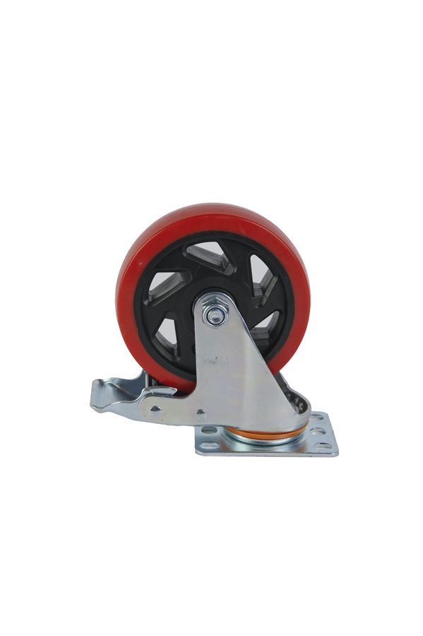 Колесо поворотное усиленное полиуретан SCBM 55 125 мм с тормозом