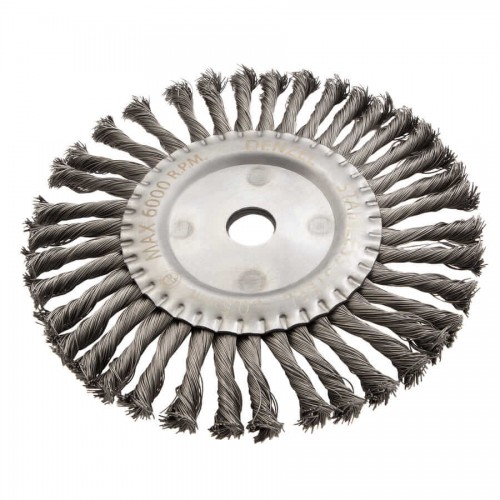 Кордщетка для УШМ DENZEL прямая радиальная витая нержавеющая 200мм х 22мм (пров.0,5мм)