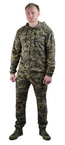 Костюм трикотажный "ТИР-3" серо-зеленая цифра (куртка + брюки 100% х/б) 