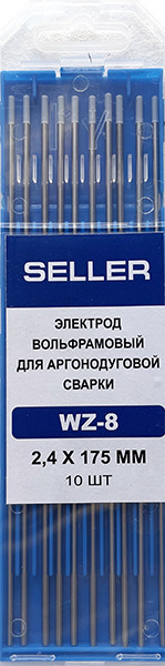 Электроды вольфр. WZ-8 д.3,2мм (Al/Mg сплавы, AC, I=175мм)