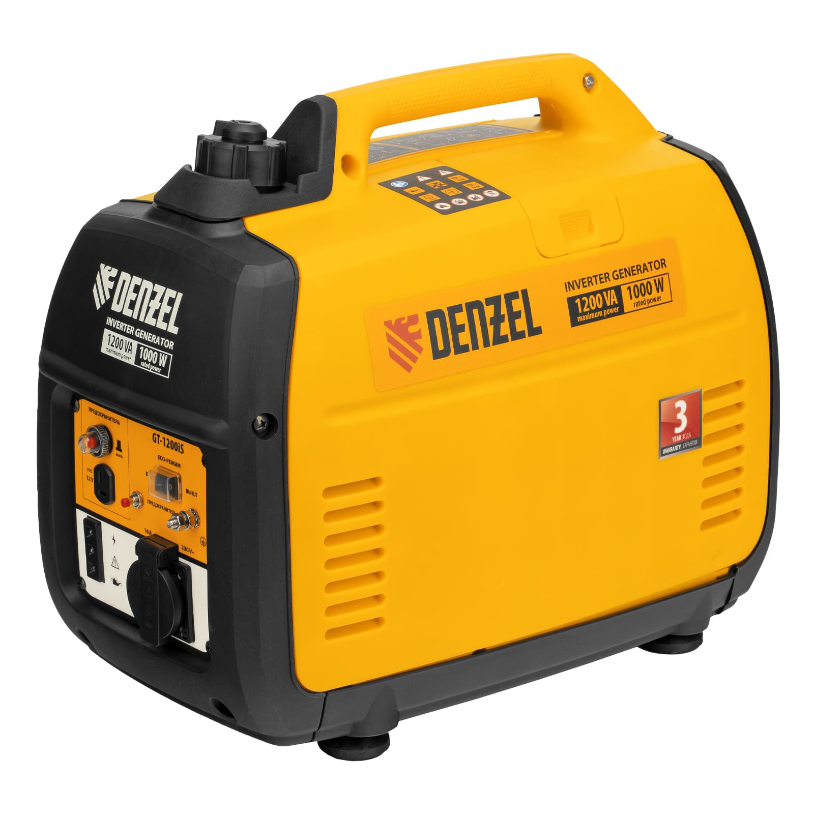 Генератор инверторный DENZEL GT-1200iS (230В, макс.1,2кВт, ном.1кВт, 2,4л, ручной старт)