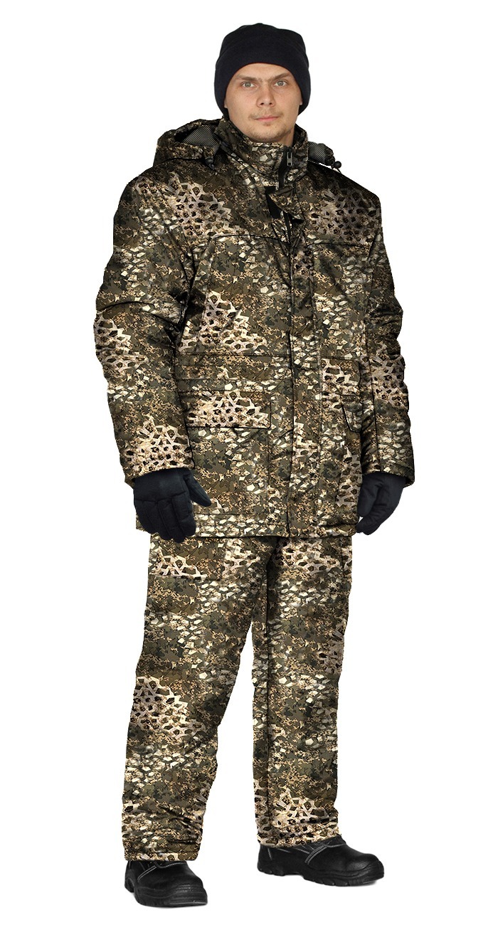 Костюм зимний "СКАНДИН" куртка/полукомбинезон цвет: камуфляж Трофи, ткань: Алова