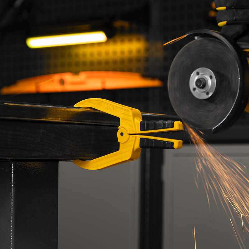 Струбцина DENZEL клещеобразная, удлиненная, 50 х 80мм, двухкомпонентные рукоятки