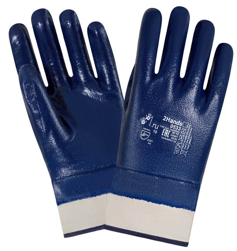 Перчатки 2Hands НИТРИЛ (10р., 27см, тяжёлое покрытие, манжет крага) (12/144)