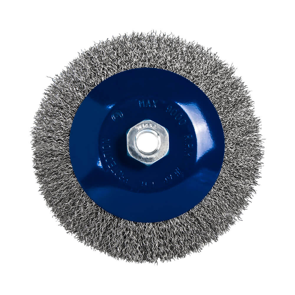 Кордщетка для УШМ ПРАКТИКА с наклоном радиальная мягкая 150мм х М14 (пров.0,3мм)