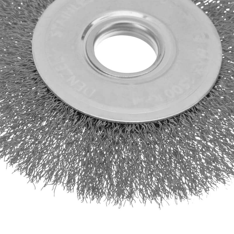 Кордщетка для УШМ DENZEL прямая радиальная витая нержавеющая мягкая 125мм х 22мм (пров.0,3мм)