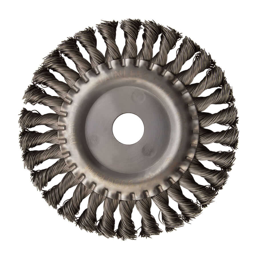 Кордщетка для УШМ DENZEL прямая радиальная витая нержавеющая 150мм х 22мм (пров.0,5мм)