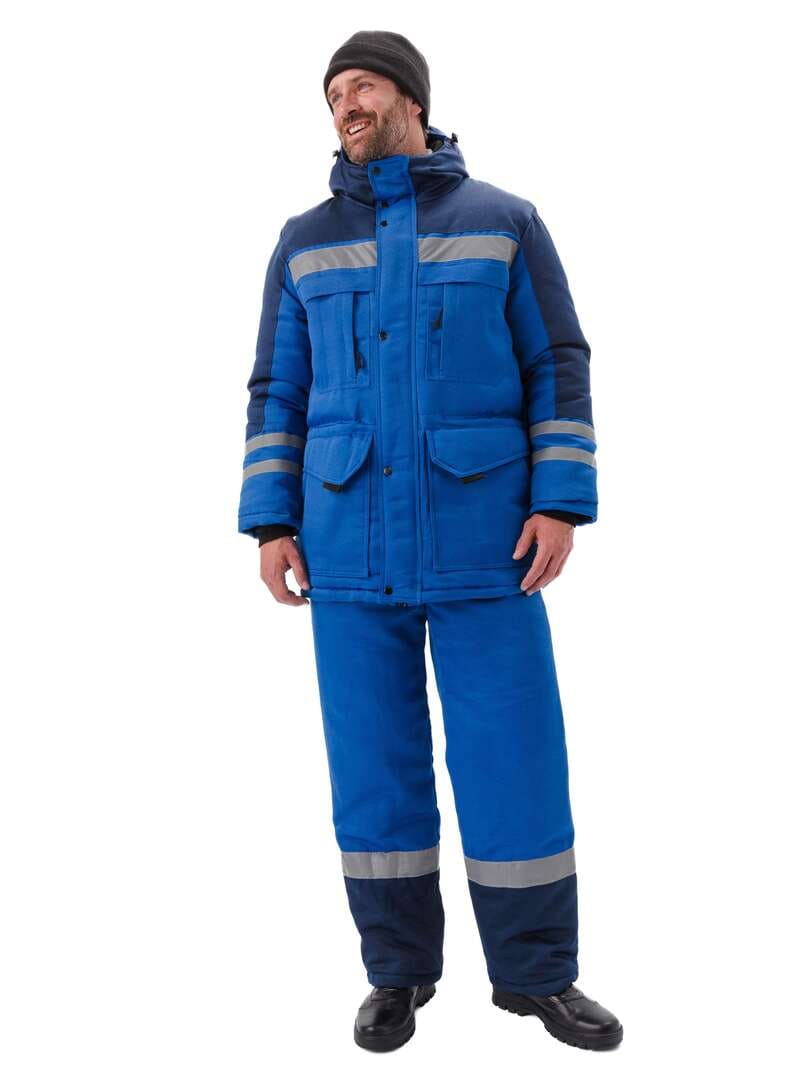 Костюм мужской "Зимник" зимний васильковый с темно-синим
