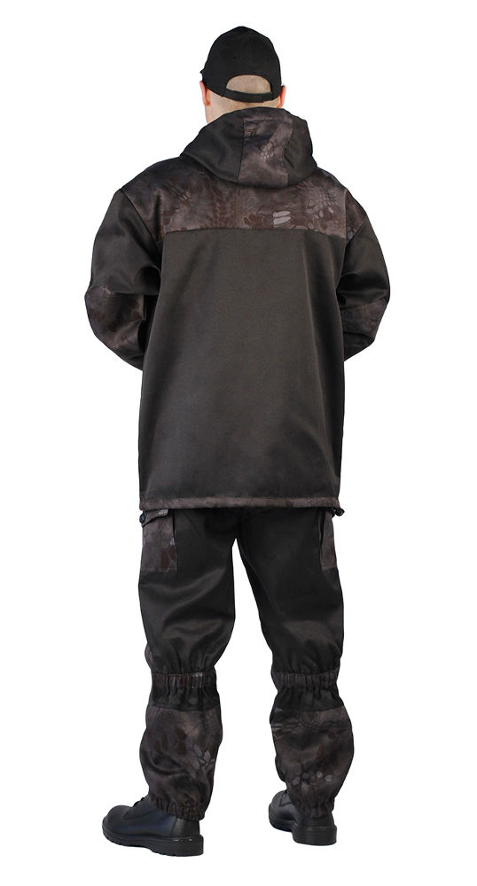 Костюм "ГОРКА-ГОРЕЦ" куртка/брюки, цвет: Черный/камуфляж "Питон черный", ткань: Грета