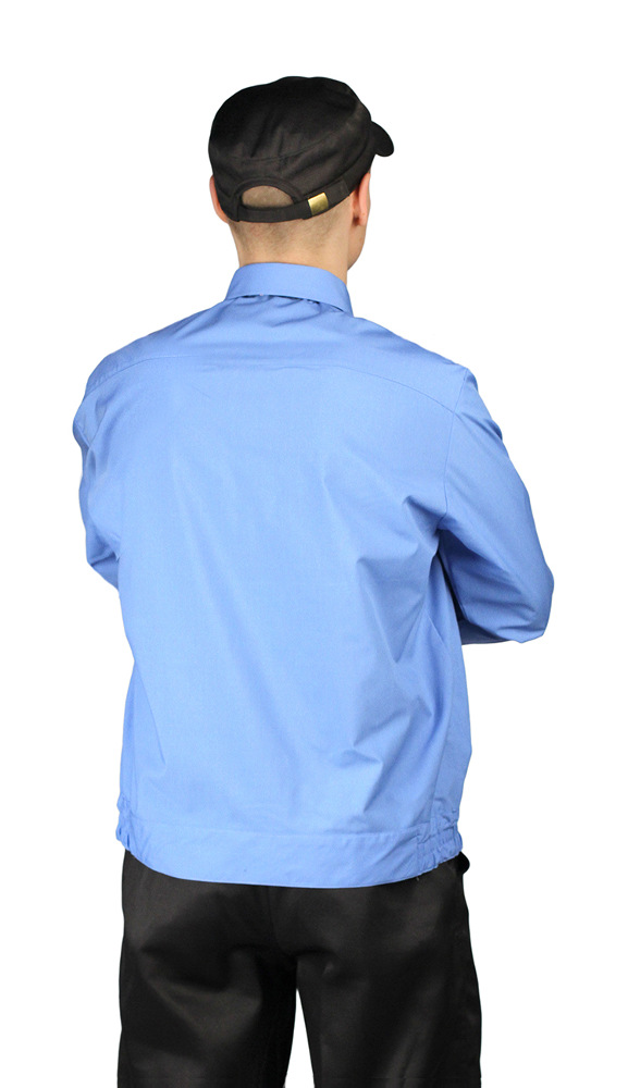 Рубашка мужская "Охрана" (длинный рукав) на резинке голубая с чёрным