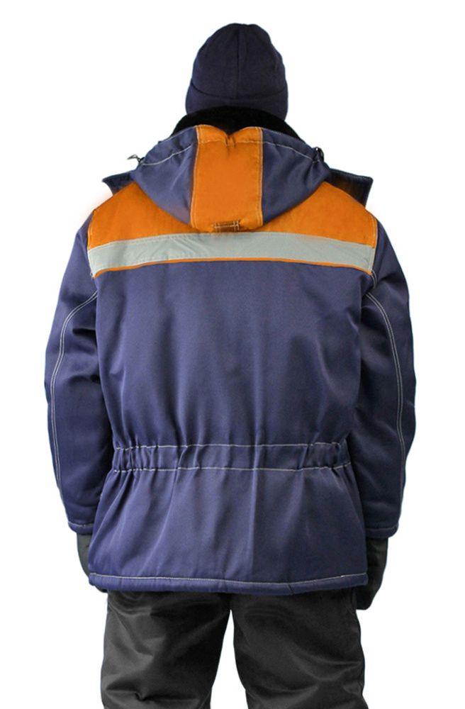 Куртка зимняя "УРАЛ" цвет: темно-синий/оранжевый