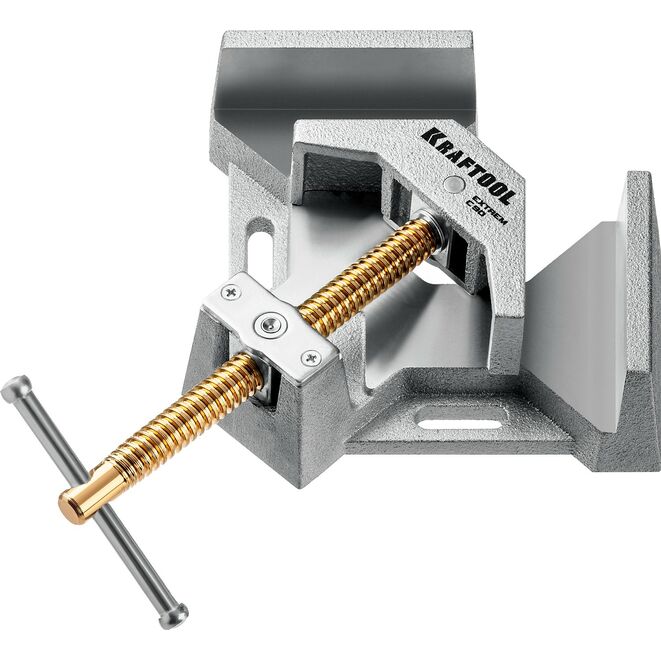 Струбцина угловая KRAFTOOL Extrem C90, экстрамощная стальная, для сварочных работ, глубина зажима 90мм