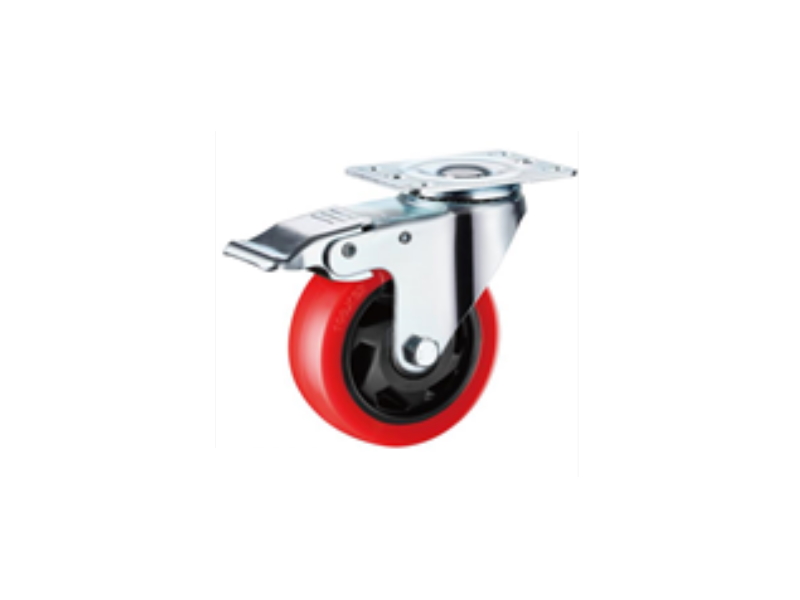 Колесо поворотное усиленное полиуретан SCBM 93 75 мм с тормозом