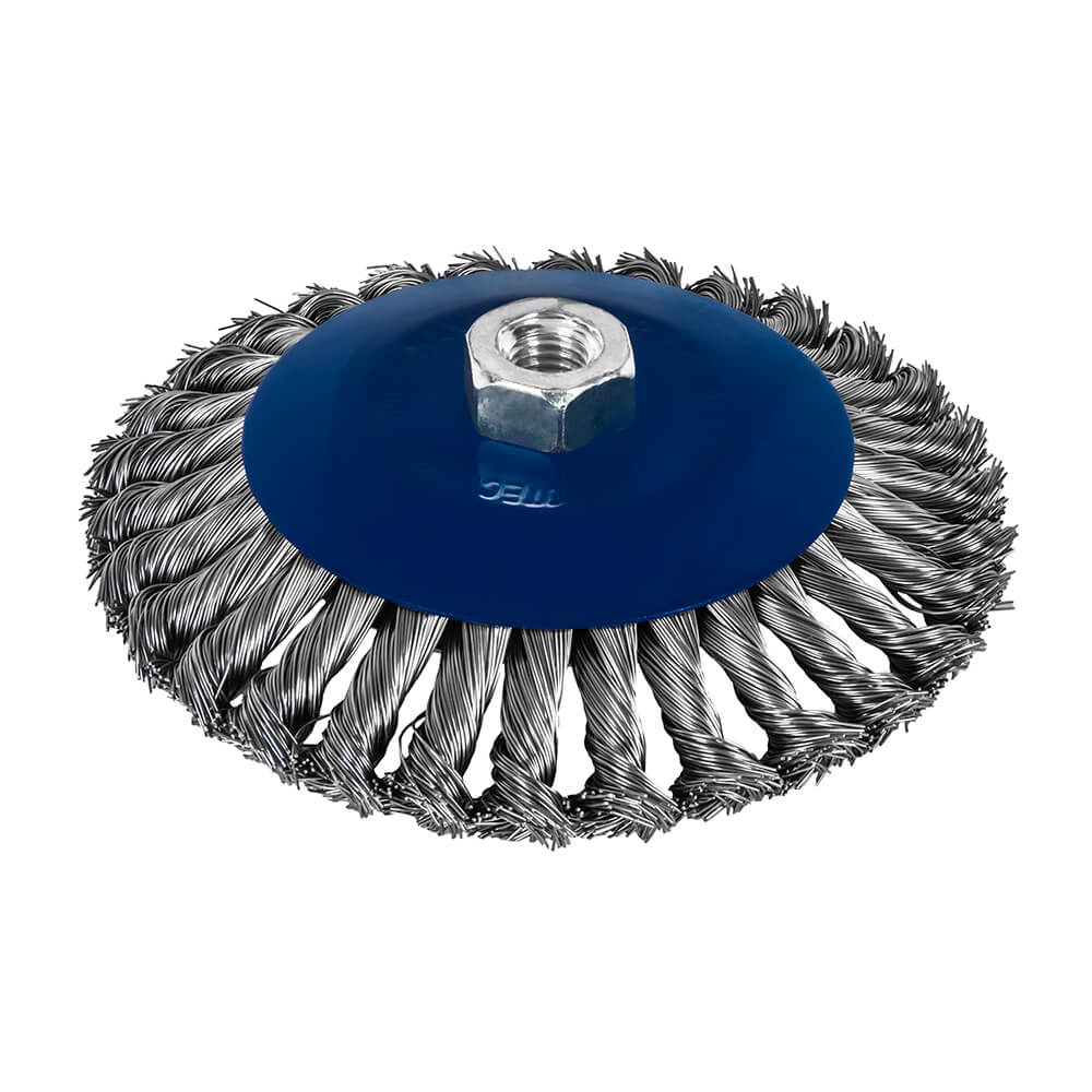 Кордщетка для УШМ ПРАКТИКА с наклоном радиальная витая 150мм х М14 (пров.0,5мм)