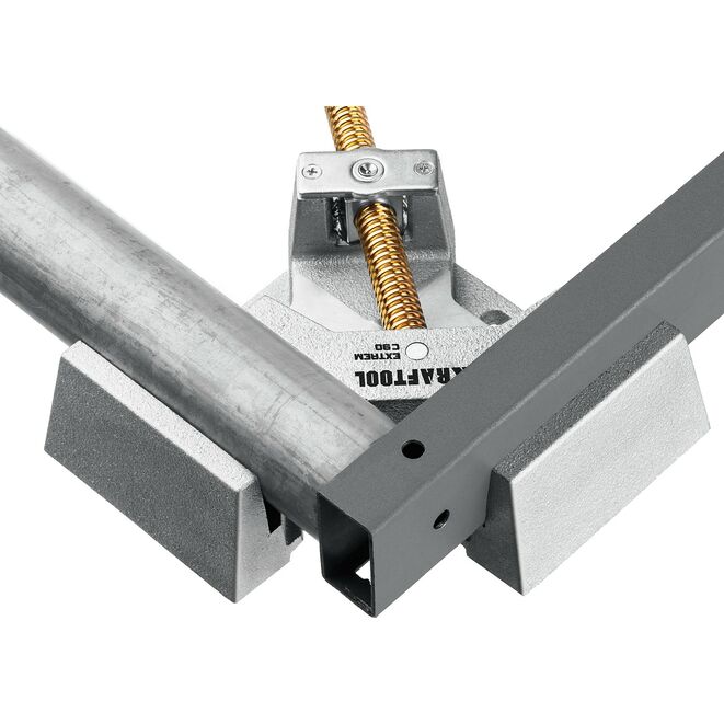 Струбцина угловая KRAFTOOL Extrem C90, экстрамощная стальная, для сварочных работ, глубина зажима 90мм