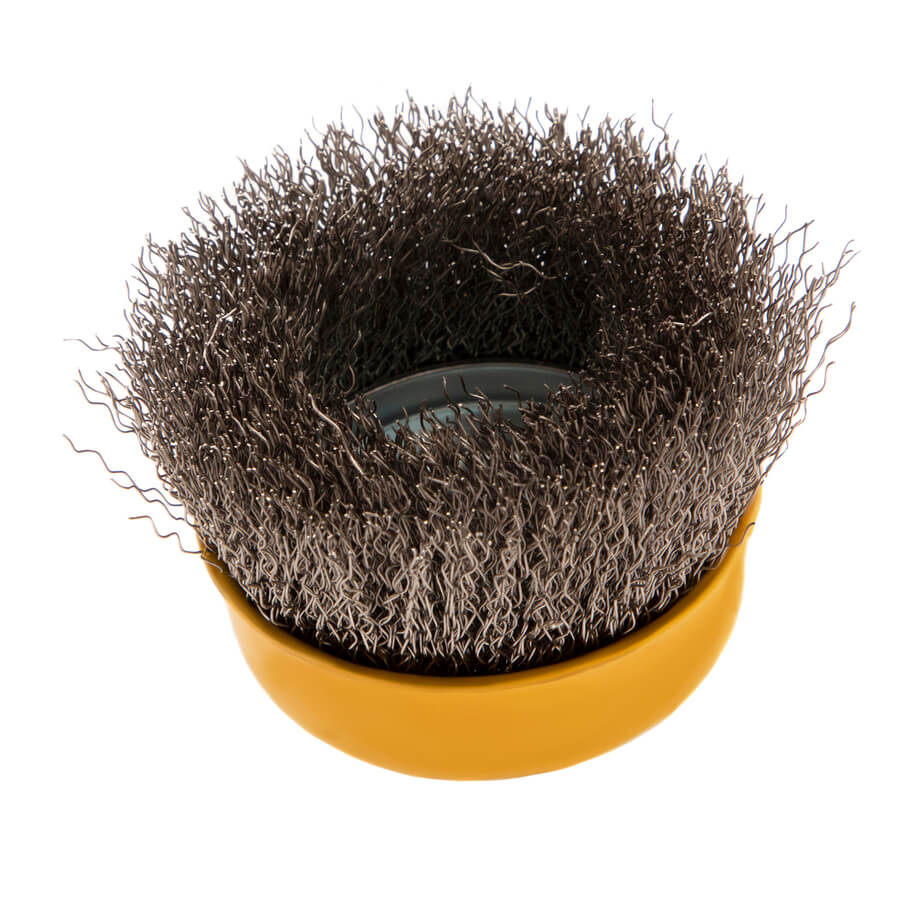 Кордщетка для УШМ DENZEL чашеобразная витая мягкая нержавеющая 75мм х М14 (пров.0,3мм)