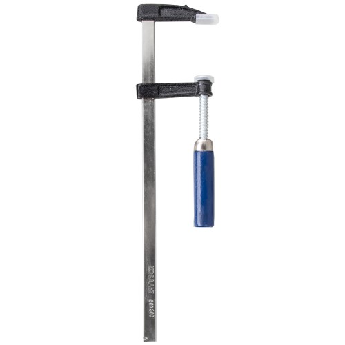 Струбцина F-образная КОБАЛЬТ 50 x 300мм, усилие 100кгс, деревянная рукоятка (чугун, сталь 45)