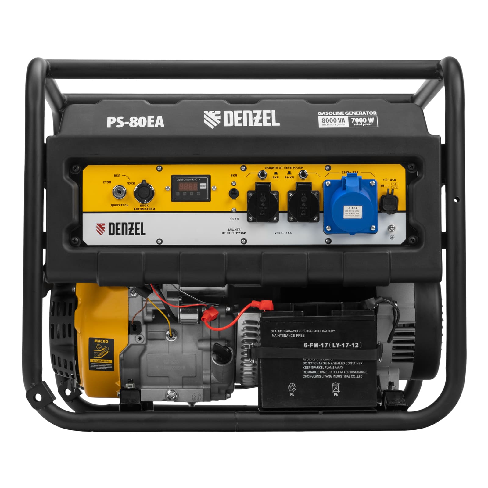 Генератор бензиновый DENZEL PS-80EA (230В, макс.8кВт, ном.7кВт, 25л, электростартер, коннектор автоматики)